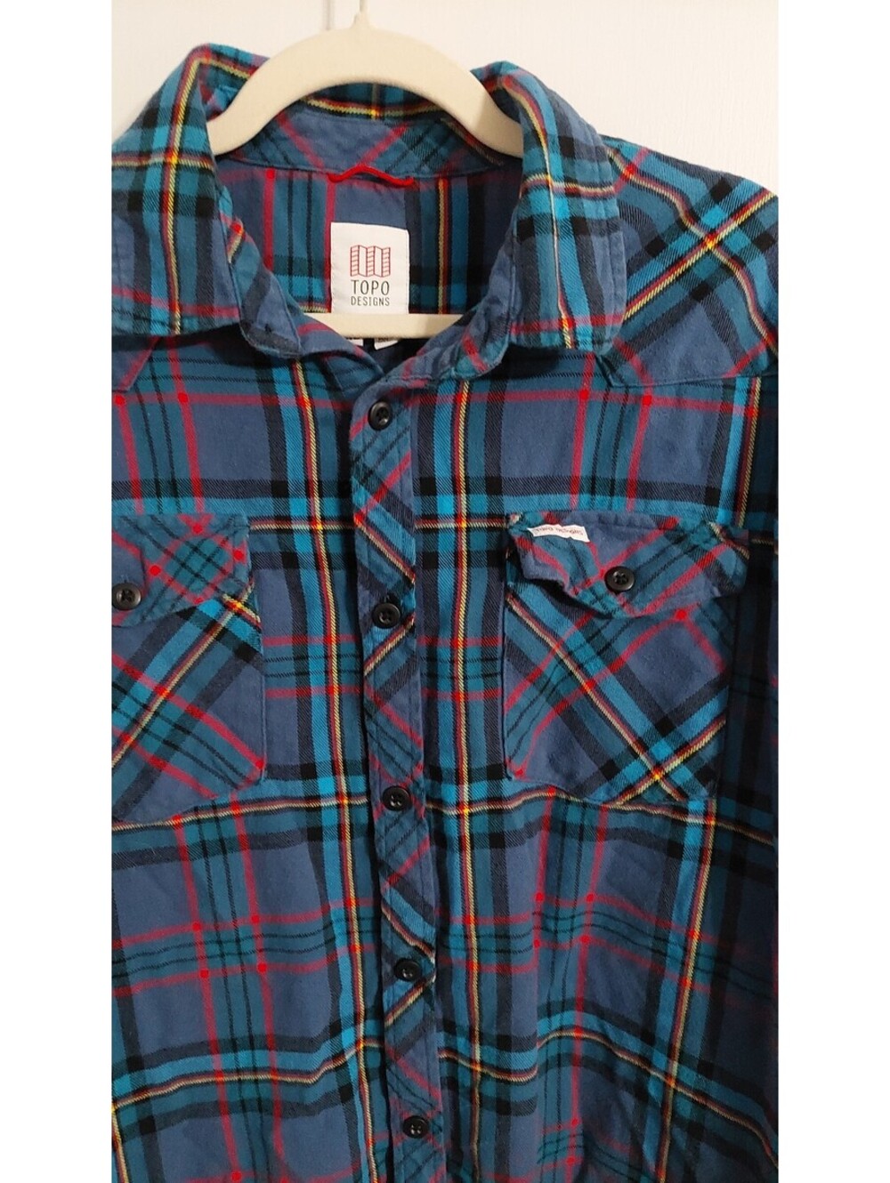Topo Designs Men's XXL Blue Plaid Button-Up Shirt